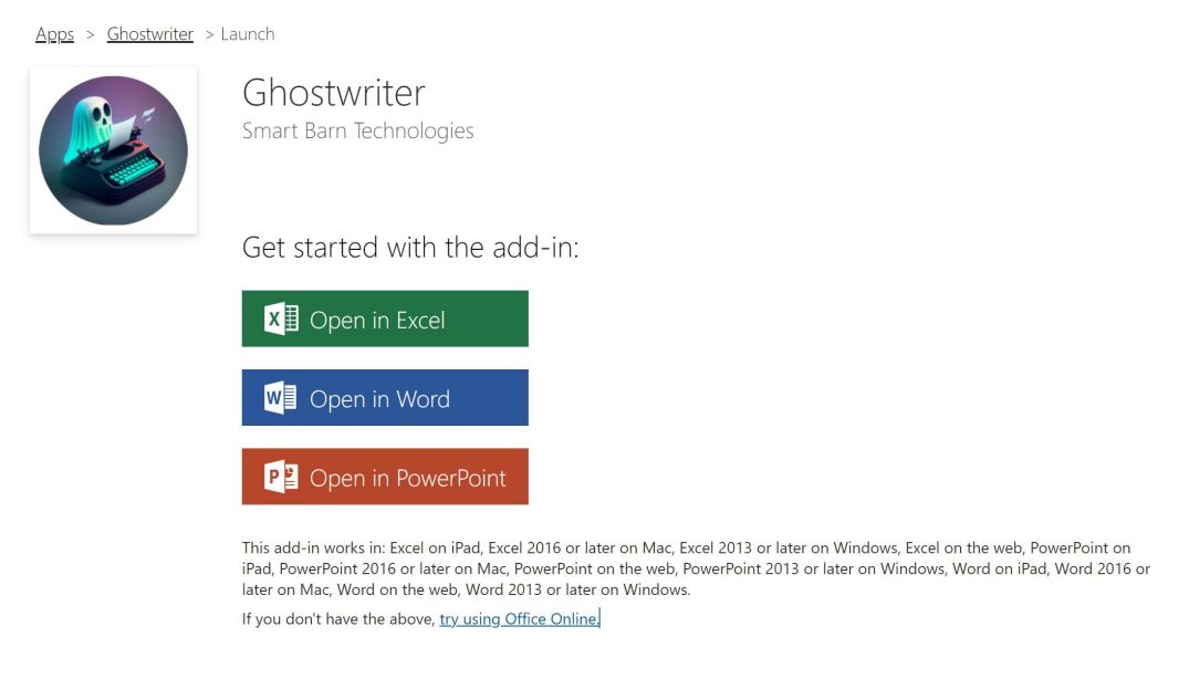 chostwriter in microsoft office store